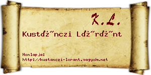 Kustánczi Lóránt névjegykártya